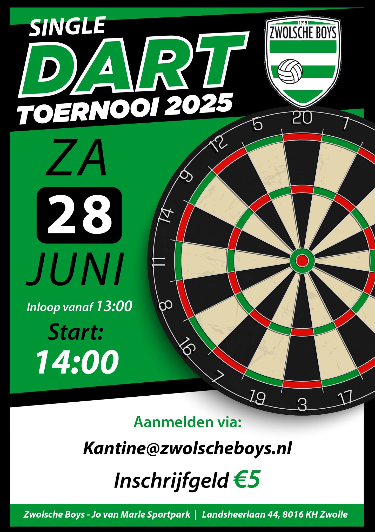 Zwolsche Boys Open Dart toernooi